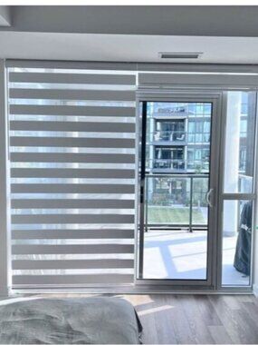 Zebra Alternating Window Patio blinds price for both, 1 damage free 32" x7' gret